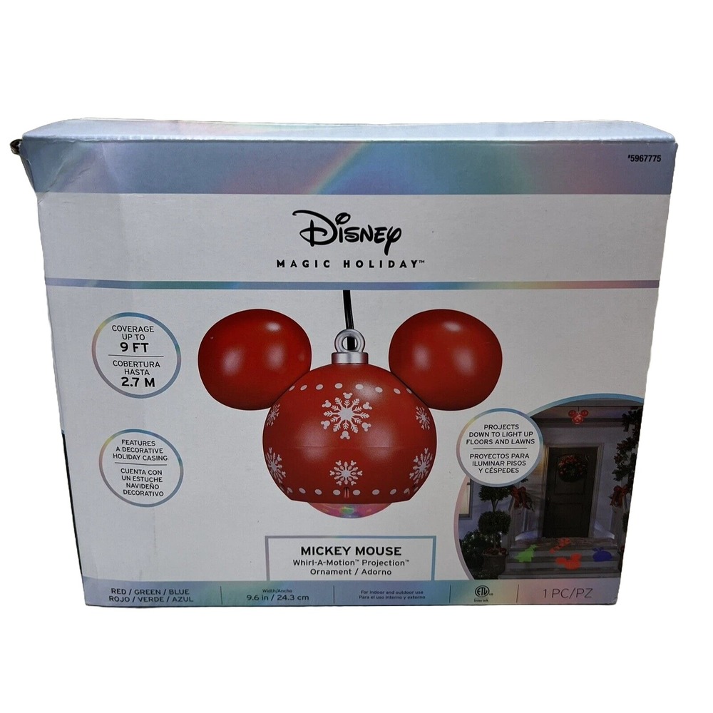 Disney Mickey Mouse Whirl-A-Motion Hanging Projection Ornament Holiday Light